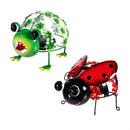 Pollinator Garden Statue, LED Frog & Ladybug Statue, 2 Asst., 5.5"H