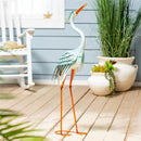 Seaside Retreat Garden Statue, Metal Aqua Blue Heron Statue, Looking Up, 35"H