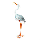 Seaside Retreat Garden Statue, Metal Aqua Blue Heron Statue, Looking Up, 35"H