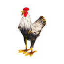 Hillside Pasture Garden Statue, Metal Hen Garden Statue, Black and White Feathers, 14"H