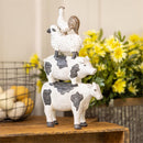 Petal & Plow Garden Statue, Resin Stacked Farm Animals Statue, 13.5"H