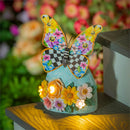 Cottage Garden Statue, Metal Courtly Check Butterfly Solar Garden Statue, 8"H
