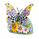 Cottage Garden Statue, Metal Courtly Check Butterfly Solar Garden Statue, 8"H