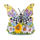 Cottage Garden Statue, Metal Courtly Check Butterfly Solar Garden Statue, 8"H