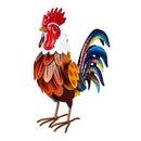 Hillside Pasture Garden Statue, Metal Colorful Rooster 12"H