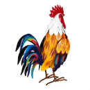 Hillside Pasture Garden Statue, Metal Colorful Rooster 12"H