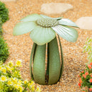 Hillside Pasture Garden Statue, Metal Green Flower Statue, 17"H