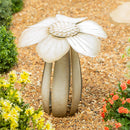 Hillside Pasture Garden Statue, Metal Cream Flower Statue, 17"H