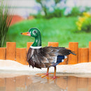 Metal Mallard Duck Garden Statue, Standing Pose. 12.5"H