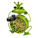 Cottage Garden Statue, Solar Metal & Glass Frog Statue, 10"H