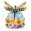 Cottage Garden Statue, Metal Courtly Check Dragonfly Solar Garden Statue, 8"H