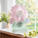 Geometric Tapestry Scalloped Harmony Hanging Decor Wood with Display, Asst of 4, 4"