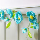 Cottage Garden Hanging Decor Paper Garland Blue Flower, 65"L