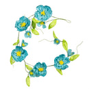 Cottage Garden Hanging Decor Paper Garland Blue Flower, 65"L