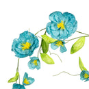 Cottage Garden Hanging Decor Paper Garland Blue Flower, 65"L