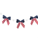 Red, White, & Bloom Garland Hanging Decor, Bow, 72"L