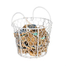 Blue Coastal Hanging Decor Wood and Enamel Shell in Metal Basket, Asst of 2, 2.25"H