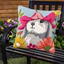 Bunny Blooms Flower Time Indoor/Outdoor Hooked Pillow 18"x18"