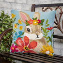 Bunny Blooms Floral Indoor/Outdoor Hooked Pillow 18"x18"