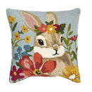 Bunny Blooms Floral Indoor/Outdoor Hooked Pillow 18"x18"