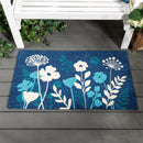 VivaStyle Gilded Meadow Indoor/Outdoor Hooked Rug, Blue Wildflowers,