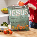 Simple Blessings Tote Foldable Compact Tote Bag, Green Floral, 15.5"L x 4.5"W x 16.5"H