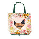 Hillside Pasture Tote Foldable Compact Tote Bag Floral Rooster, 15.5"L x 4.5"W x 16.5"H