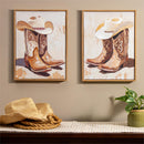 Boots and Bows Wall Decor, Cowboy Boots with Hat, Canvas, Frame, 12" L x 16" H, Assort of 2