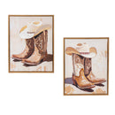 Boots and Bows Wall Decor, Cowboy Boots with Hat, Canvas, Frame, 12" L x 16" H, Assort of 2
