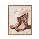 Boots and Bows Wall Decor, Cowboy Boots with Hat, Canvas, Frame, 12" L x 16" H, Assort of 2