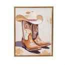 Boots and Bows Wall Decor, Cowboy Boots with Hat, Canvas, Frame, 12" L x 16" H, Assort of 2