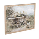 Petal and Plow Wall Decor, Flowers on Cart, Wood, 16" L x20" H