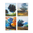 Petal & Plow Indoor Wall Decor, Textile, Colorful Tree Landscape Canvas, 6" L x 8" H, Asst of 4