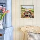 Petal & Plow Indoor Wall Decor, Wood, Red Truck filled with Flowers Wall Art, 12" L x 12" H