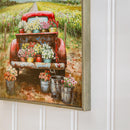 Petal & Plow Indoor Wall Decor, Wood, Red Truck filled with Flowers Wall Art, 12" L x 12" H