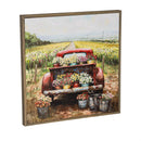 Petal & Plow Indoor Wall Decor, Wood, Red Truck filled with Flowers Wall Art, 12" L x 12" H