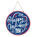 New York Giants Holiday Round Door Décor with Hanging Rope, 18x18