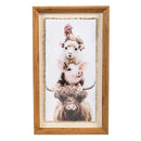Petal & Plow Indoor Wall Decor, Wood & Glass, Stacked Farm Animals Wall Art, 10" L x 18" H