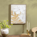 Viva Style Gilded Meadow White Floral Wall Decor, Canvas, 16" L x20" H