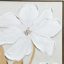 Viva Style Gilded Meadow White Floral Wall Decor, Canvas, 16" L x20" H