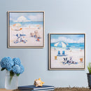 Blue Coastal Indoor Wall Decor, Textile, Beach Dogs Canvas with Frame, 12" L x 12" H, Asst of 2