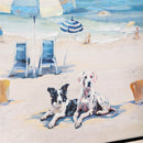 Blue Coastal Indoor Wall Decor, Textile, Beach Dogs Canvas with Frame, 12" L x 12" H, Asst of 2