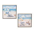 Blue Coastal Indoor Wall Decor, Textile, Beach Dogs Canvas with Frame, 12" L x 12" H, Asst of 2