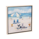 Blue Coastal Indoor Wall Decor, Textile, Beach Dogs Canvas with Frame, 12" L x 12" H, Asst of 2