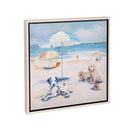 Blue Coastal Indoor Wall Decor, Textile, Beach Dogs Canvas with Frame, 12" L x 12" H, Asst of 2