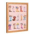 Boots and Bows Wall Decor, Cowboy Boots, Canvas with Glass and Frame, 11" L x 14" H