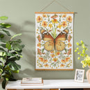 Cottage Garden Indoor Wall Decor Canvas Tapestry, Butterfly in Flowers 36"x24" Canvas Tapestry