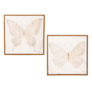VivaStyle Indoor Wall Decor, Natural Butterfly Canvas, 16"Lx16"H, Asst of 2