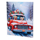 Holly Homestead Wall Decor, LED Canvas, Retrievers in Red Truck