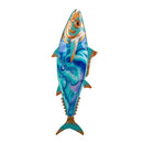 Blue Coastal Outdoor Wall Decor, Metal & Glass, Tuna with Metallic Finish